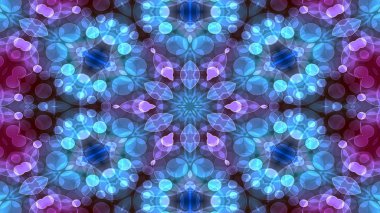 Soyut renkli parlak ve hipnotik kavram simetrik desen süs dekoratif Kaleidoscope hareketi geometrik daire ve yıldız şekli