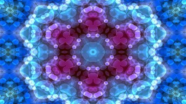 Soyut renkli parlak ve hipnotik kavram simetrik desen süs dekoratif Kaleidoscope hareketi geometrik daire ve yıldız şekli