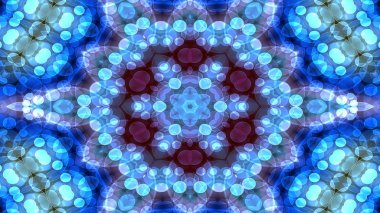Soyut renkli parlak ve hipnotik kavram simetrik desen süs dekoratif Kaleidoscope hareketi geometrik daire ve yıldız şekli