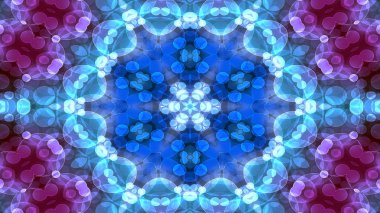 Soyut renkli parlak ve hipnotik kavram simetrik desen süs dekoratif Kaleidoscope hareketi geometrik daire ve yıldız şekli