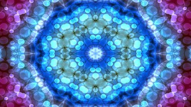 Soyut renkli parlak ve hipnotik kavram simetrik desen süs dekoratif Kaleidoscope hareketi geometrik daire ve yıldız şekli