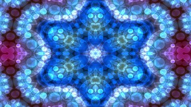 Soyut renkli parlak ve hipnotik kavram simetrik desen süs dekoratif Kaleidoscope hareketi geometrik daire ve yıldız şekli