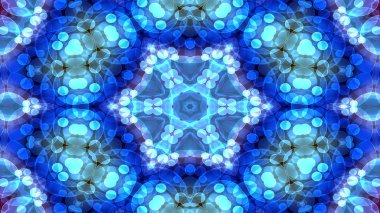 Soyut renkli parlak ve hipnotik kavram simetrik desen süs dekoratif Kaleidoscope hareketi geometrik daire ve yıldız şekli