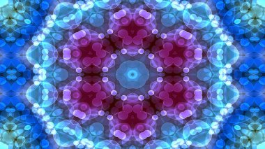 Soyut renkli parlak ve hipnotik kavram simetrik desen süs dekoratif Kaleidoscope hareketi geometrik daire ve yıldız şekli
