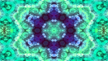 Soyut renkli parlak ve hipnotik kavram simetrik desen süs dekoratif Kaleidoscope hareketi geometrik daire ve yıldız şekli