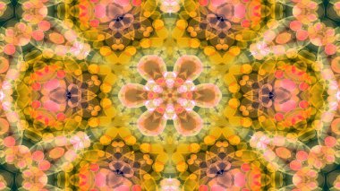 Soyut renkli parlak ve hipnotik kavram simetrik desen süs dekoratif Kaleidoscope hareketi geometrik daire ve yıldız şekli