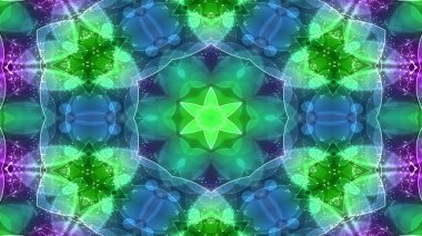Soyut renkli parlak ve hipnotik kavram simetrik desen süs dekoratif Kaleidoscope hareketi geometrik daire ve yıldız şekli