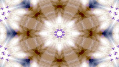 Soyut renkli parlak ve hipnotik kavram simetrik desen süs dekoratif Kaleidoscope hareketi geometrik daire ve yıldız şekli