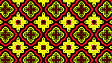 Soyut renkli parlak ve hipnotik kavram simetrik desen süs dekoratif Kaleidoscope hareketi geometrik daire ve yıldız şekli