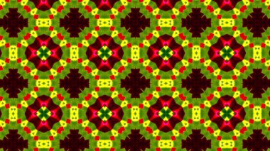 Soyut renkli parlak ve hipnotik kavram simetrik desen süs dekoratif Kaleidoscope hareketi geometrik daire ve yıldız şekli