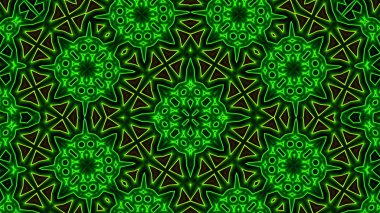 Soyut renkli parlak ve hipnotik kavram simetrik desen süs dekoratif Kaleidoscope hareketi geometrik daire ve yıldız şekli