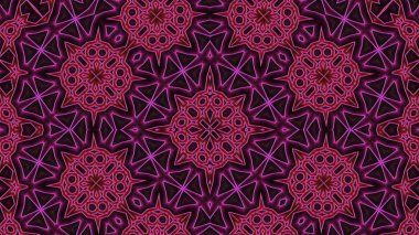 Soyut renkli parlak ve hipnotik kavram simetrik desen süs dekoratif Kaleidoscope hareketi geometrik daire ve yıldız şekli