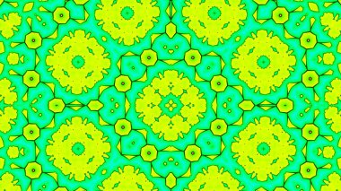 Soyut renkli parlak ve hipnotik kavram simetrik desen süs dekoratif Kaleidoscope hareketi geometrik daire ve yıldız şekli