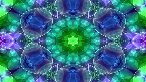 Concept Abstrait Coloré Brillant Hypnotique Motif Symétrique Ornemental Kaléidoscope Décoratif — Photo