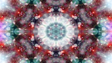 Soyut renkli parlak ve hipnotik kavram simetrik desen süs dekoratif Kaleidoscope hareketi geometrik daire ve yıldız şekli