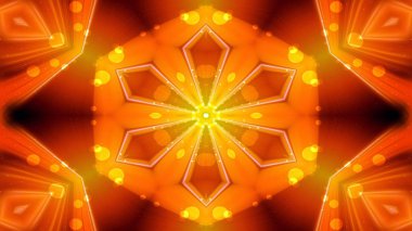 Soyut renkli parlak ve hipnotik kavram simetrik desen süs dekoratif Kaleidoscope hareketi geometrik daire ve yıldız şekli