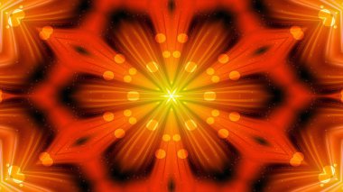Soyut renkli parlak ve hipnotik kavram simetrik desen süs dekoratif Kaleidoscope hareketi geometrik daire ve yıldız şekli