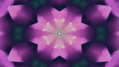 Soyut renkli parlak ve hipnotik kavram simetrik desen süs dekoratif Kaleidoscope hareketi geometrik daire ve yıldız şekli