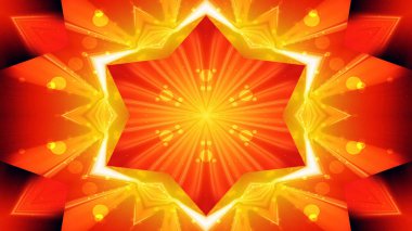 Soyut renkli parlak ve hipnotik kavram simetrik desen süs dekoratif Kaleidoscope hareketi geometrik daire ve yıldız şekli