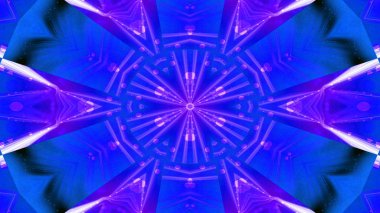 Soyut renkli parlak ve hipnotik kavram simetrik desen süs dekoratif Kaleidoscope hareketi geometrik daire ve yıldız şekli