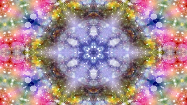 Abstract Colorful Shiny Hypnotic Concept Symmetric Pattern Ornamental Decorative Kaleidoscope — Stock Photo, Image