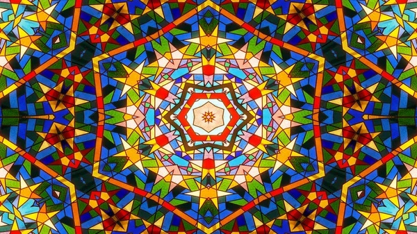 Abstract Colorful Shiny Hypnotic Concept Symmetric Pattern Ornamental Decorative Kaleidoscope — Stock Photo, Image