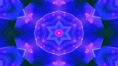 Soyut renkli parlak ve hipnotik kavram simetrik desen süs dekoratif Kaleidoscope hareketi geometrik daire ve yıldız şekli