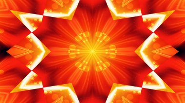 Soyut renkli parlak ve hipnotik kavram simetrik desen süs dekoratif Kaleidoscope hareketi geometrik daire ve yıldız şekli