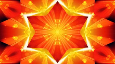 Soyut renkli parlak ve hipnotik kavram simetrik desen süs dekoratif Kaleidoscope hareketi geometrik daire ve yıldız şekli