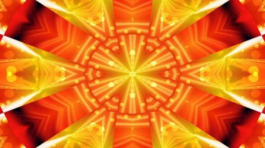 Soyut renkli parlak ve hipnotik kavram simetrik desen süs dekoratif Kaleidoscope hareketi geometrik daire ve yıldız şekli