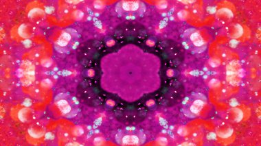 Soyut renkli parlak ve hipnotik kavram simetrik desen süs dekoratif Kaleidoscope hareketi geometrik daire ve yıldız şekli