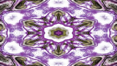 Soyut Renkli Simetrik Desensel Dekoratif Kaleydoskop Hareketi Geometrik Çember ve Yıldız Şekilleri