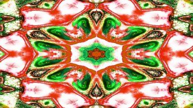 Soyut Renkli Simetrik Desensel Dekoratif Kaleydoskop Hareketi Geometrik Çember ve Yıldız Şekilleri