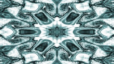 Soyut Renkli Simetrik Desensel Dekoratif Kaleydoskop Hareketi Geometrik Çember ve Yıldız Şekilleri