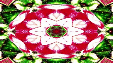 Soyut Renkli Simetrik Desensel Dekoratif Kaleydoskop Hareketi Geometrik Çember ve Yıldız Şekilleri