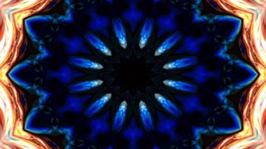 Soyut Renkli Simetrik Desensel Dekoratif Kaleydoskop Hareketi Geometrik Çember ve Yıldız Şekilleri