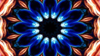 Soyut Renkli Simetrik Desensel Dekoratif Kaleydoskop Hareketi Geometrik Çember ve Yıldız Şekilleri