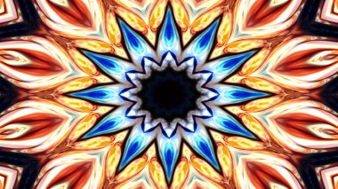 Soyut Renkli Simetrik Desensel Dekoratif Kaleydoskop Hareketi Geometrik Çember ve Yıldız Şekilleri