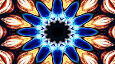 Soyut Renkli Simetrik Desensel Dekoratif Kaleydoskop Hareketi Geometrik Çember ve Yıldız Şekilleri