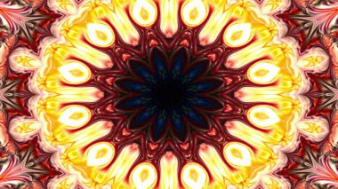 Soyut Renkli Simetrik Desensel Dekoratif Kaleydoskop Hareketi Geometrik Çember ve Yıldız Şekilleri