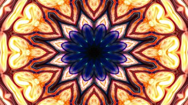 Soyut Renkli Simetrik Desensel Dekoratif Kaleydoskop Hareketi Geometrik Çember ve Yıldız Şekilleri