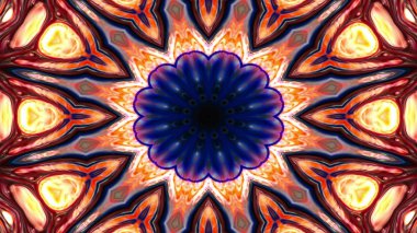 Soyut Renkli Simetrik Desensel Dekoratif Kaleydoskop Hareketi Geometrik Çember ve Yıldız Şekilleri