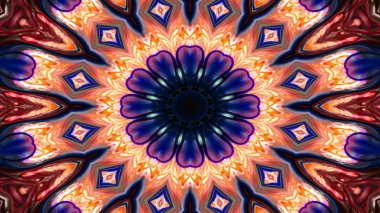 Soyut Renkli Simetrik Desensel Dekoratif Kaleydoskop Hareketi Geometrik Çember ve Yıldız Şekilleri