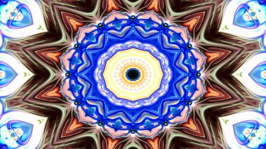 Soyut Renkli Simetrik Desensel Dekoratif Kaleydoskop Hareketi Geometrik Çember ve Yıldız Şekilleri