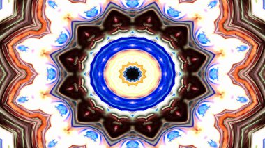 Soyut Renkli Simetrik Desensel Dekoratif Kaleydoskop Hareketi Geometrik Çember ve Yıldız Şekilleri