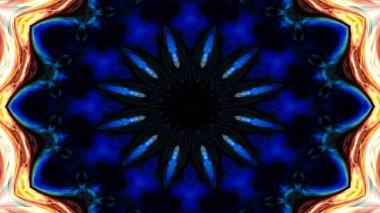 Soyut Renkli Simetrik Desensel Dekoratif Kaleydoskop Hareketi Geometrik Çember ve Yıldız Şekilleri