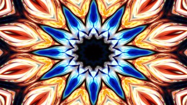 Soyut Renkli Simetrik Desensel Dekoratif Kaleydoskop Hareketi Geometrik Çember ve Yıldız Şekilleri