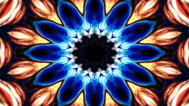 Soyut Renkli Simetrik Desensel Dekoratif Kaleydoskop Hareketi Geometrik Çember ve Yıldız Şekilleri