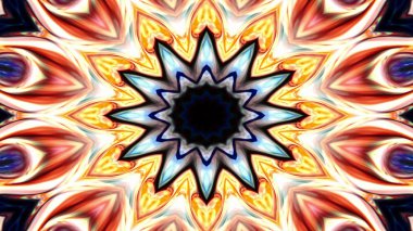 Soyut Renkli Simetrik Desensel Dekoratif Kaleydoskop Hareketi Geometrik Çember ve Yıldız Şekilleri