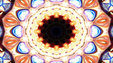 Soyut Renkli Simetrik Desensel Dekoratif Kaleydoskop Hareketi Geometrik Çember ve Yıldız Şekilleri